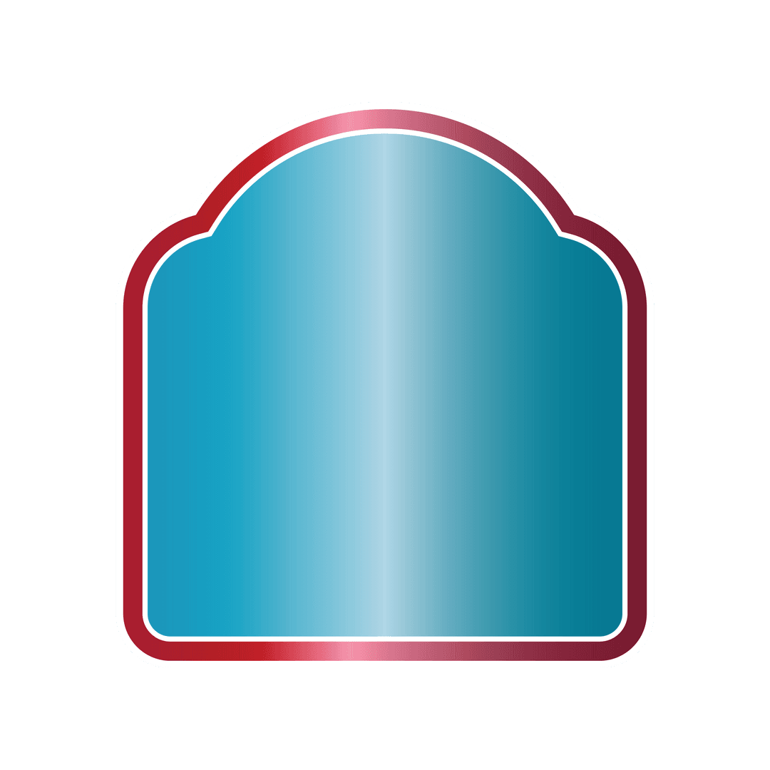 Abstract Blue Shape with Red Border on Transparent Background