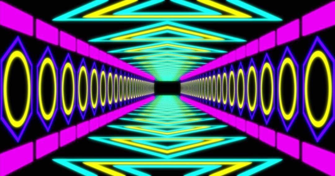 Hypnotic Motion Neon Tunnel with Geometric Patterns