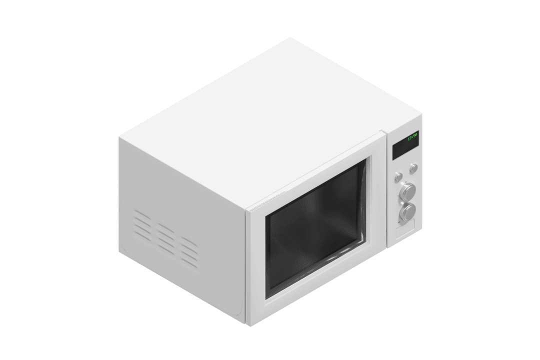 High Angle View Transparent White Microwave Oven