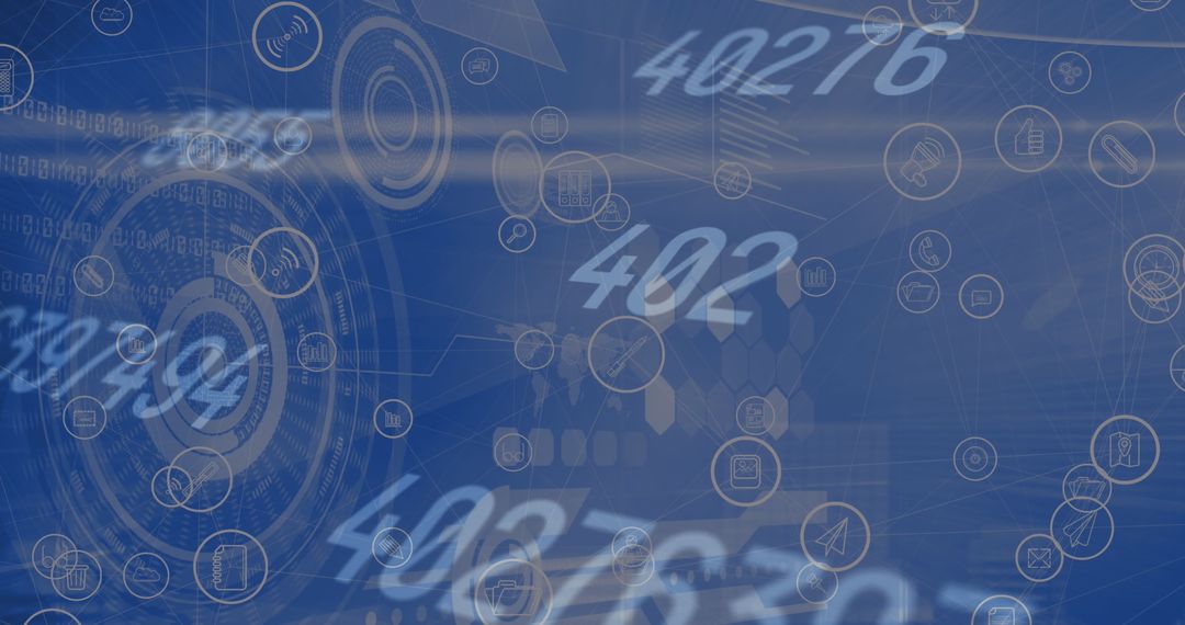 Digital Interface with Futuristic Numbers and Icons