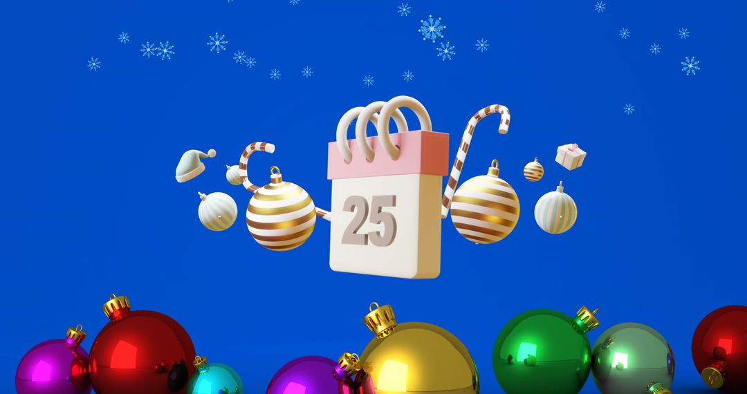 Colorful Christmas Calendar and Decorations on Blue Background - Free Images, Stock Photos and Pictures on Pikwizard.com