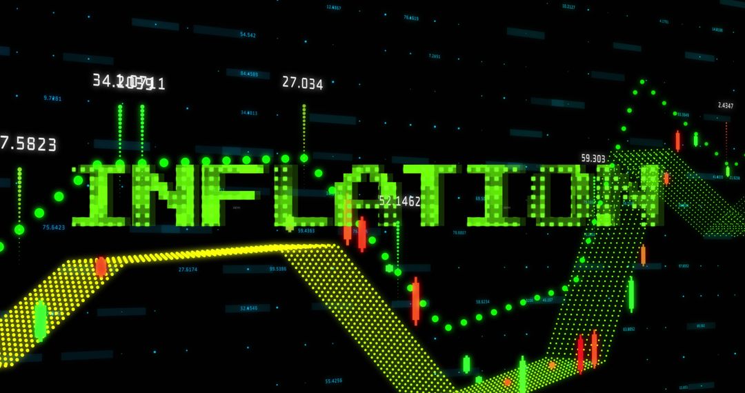 Digital Display of Inflation Concept Over Financial Trends Chart