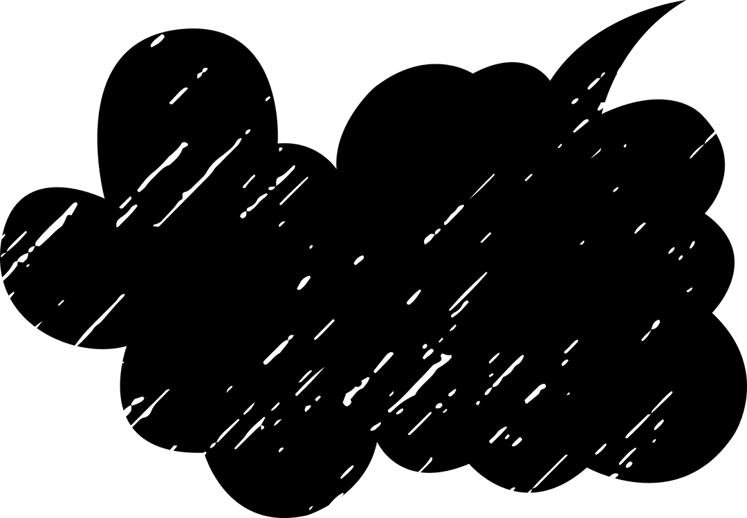 Black Cloud Illustration with Copy Space on Transparent Background