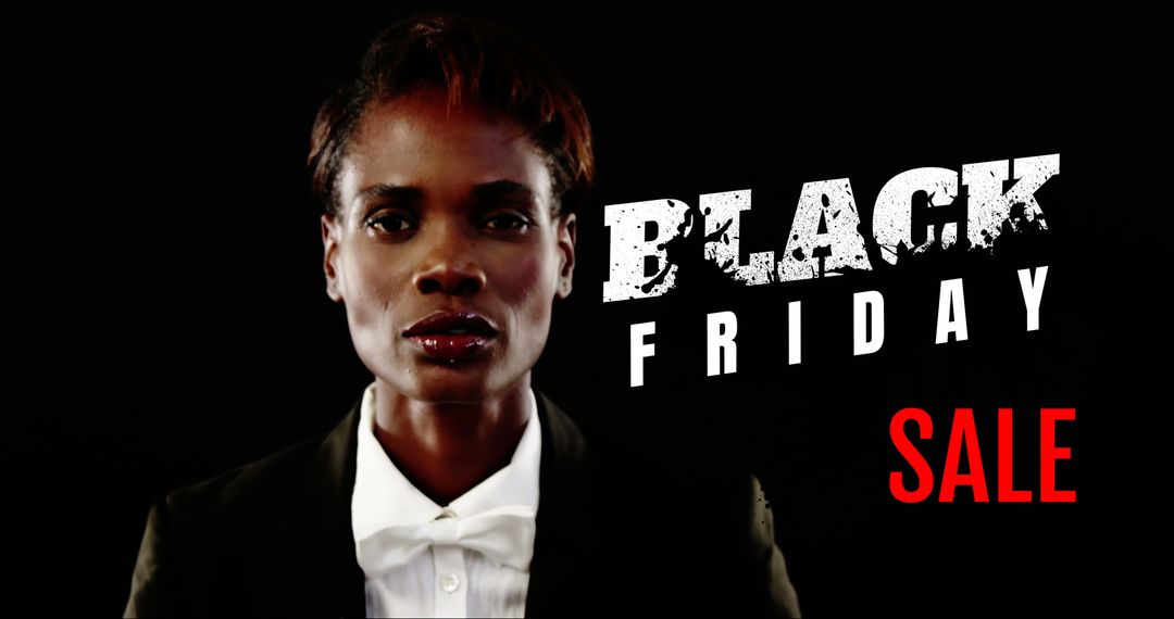 Black Friday Sale Advertisement with Stylish Woman in Suit - Free Images, Stock Photos and Pictures on Pikwizard.com