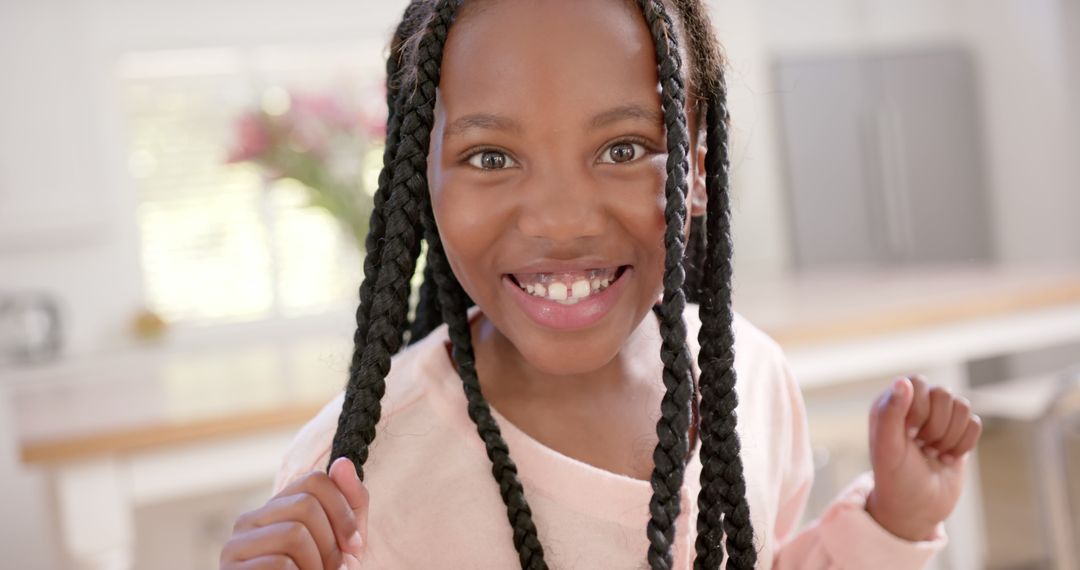 Joyful African American Girl Smiling Indoors - Free Images, Stock Photos and Pictures on Pikwizard.com