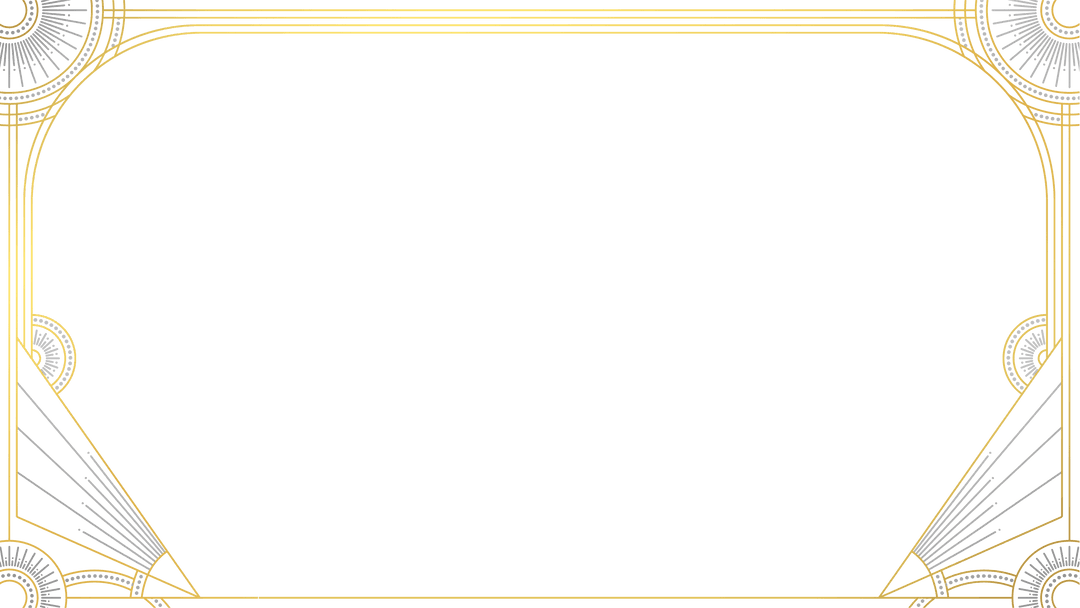 Art Deco Golden Border Frame with Geometric Motifs on Transparent Backdrop