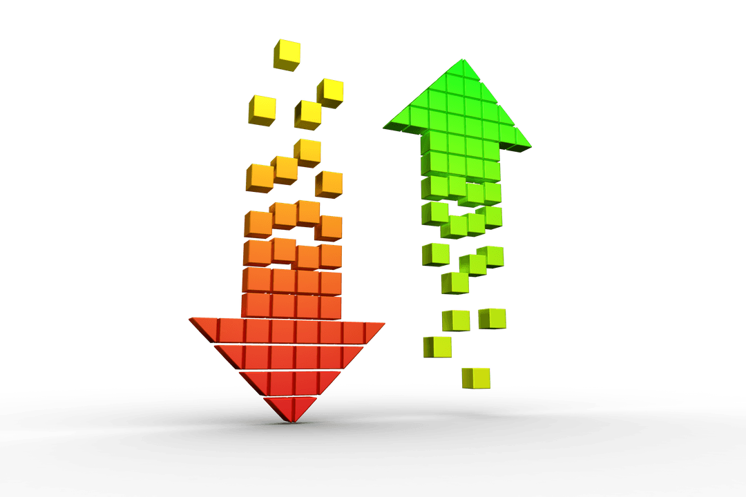 Transparent Pixelated Red Green Arrows Concept