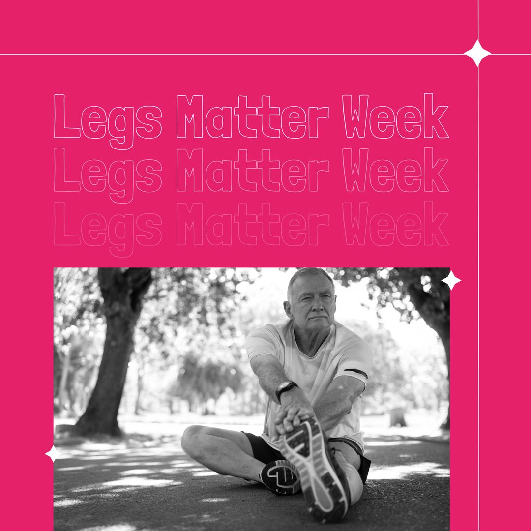 Elderly Man Stretching During Legs Matter Week Health Campaign