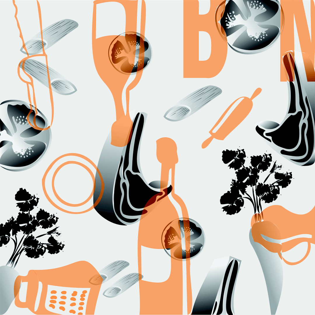 Black and Orange Pattern on Transparent Background Vector