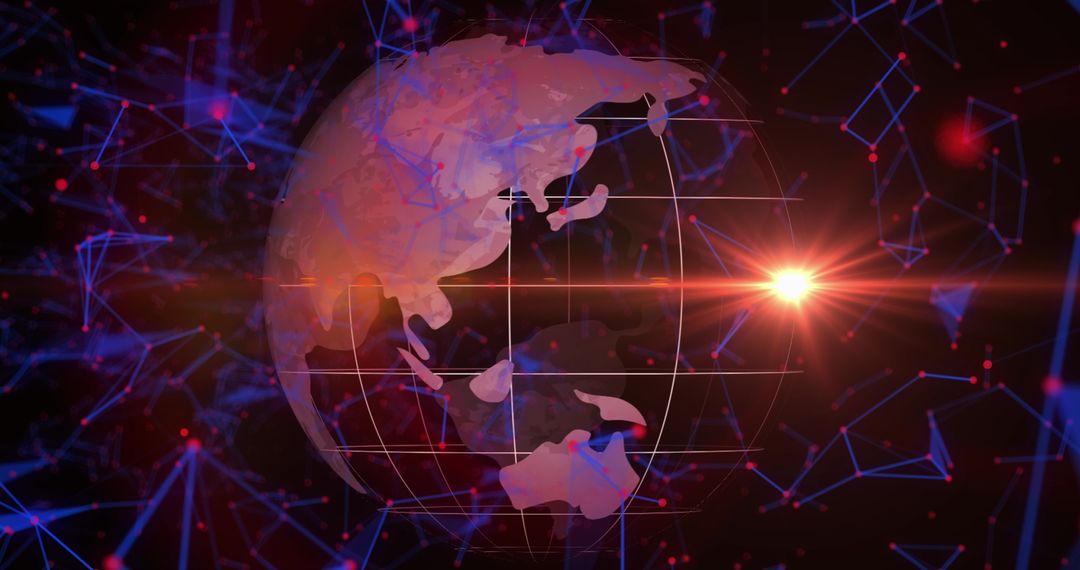 Global Digital Network with Spinning Earth and Connections