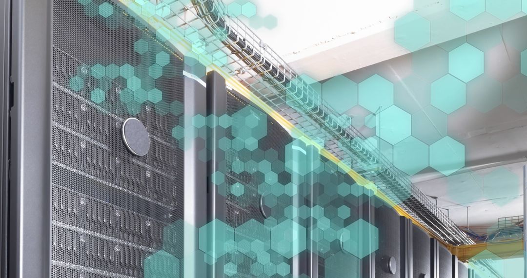 High-Tech Digital Network in Modern Server Room