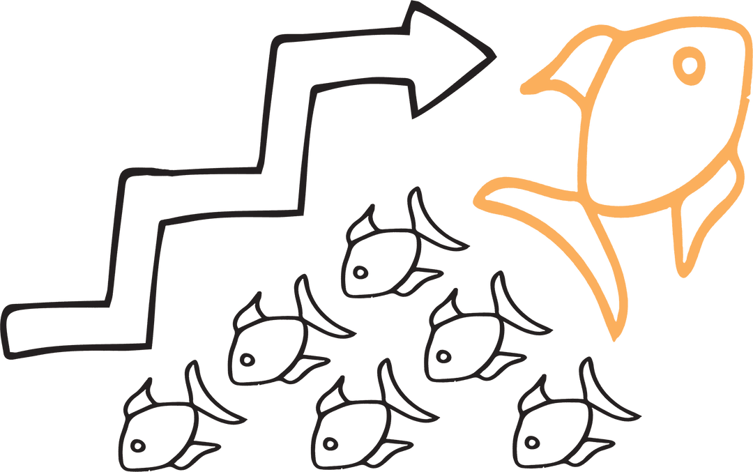 Transparent Goldfish Symbol with Bold Arrow Motivation