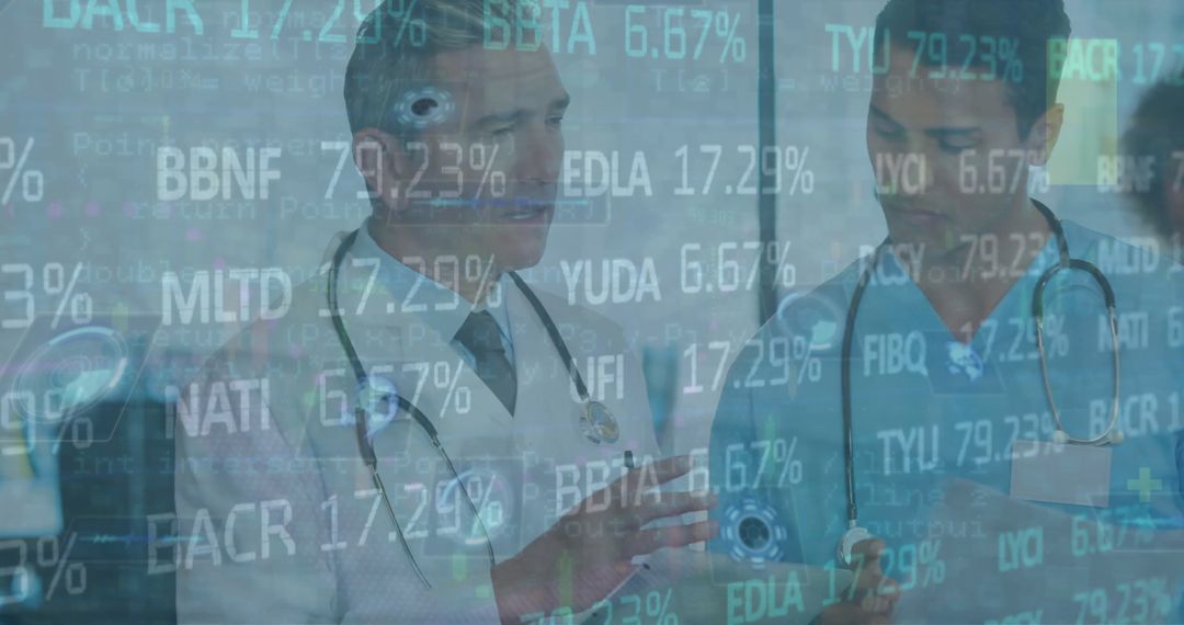 Doctors Analyzing Healthcare Data with Digital Display