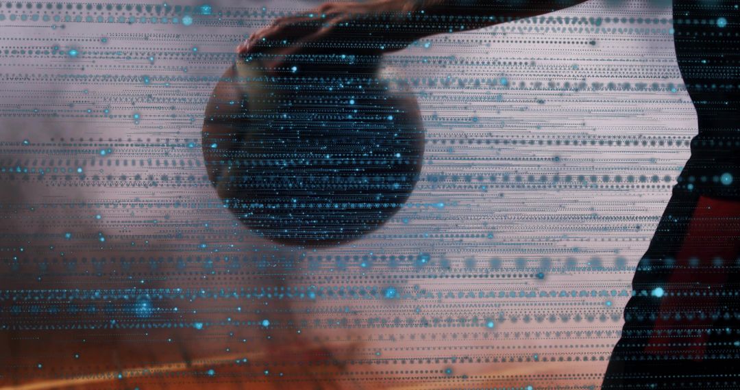 Athlete Strength Training with Kettlebell and Digital Overlay