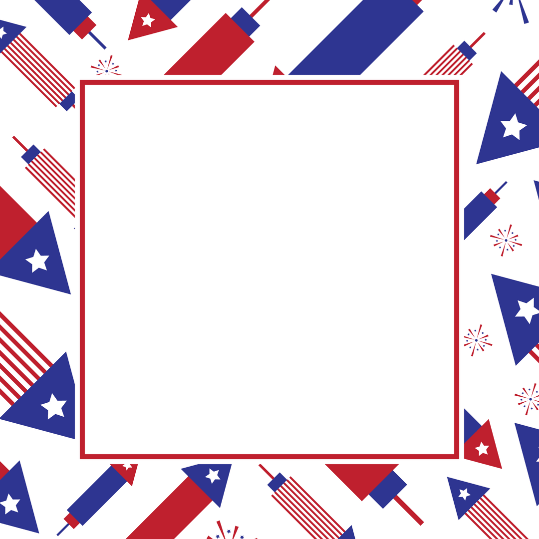 Festive Fireworks Frame for Celebrations on Transparent Background