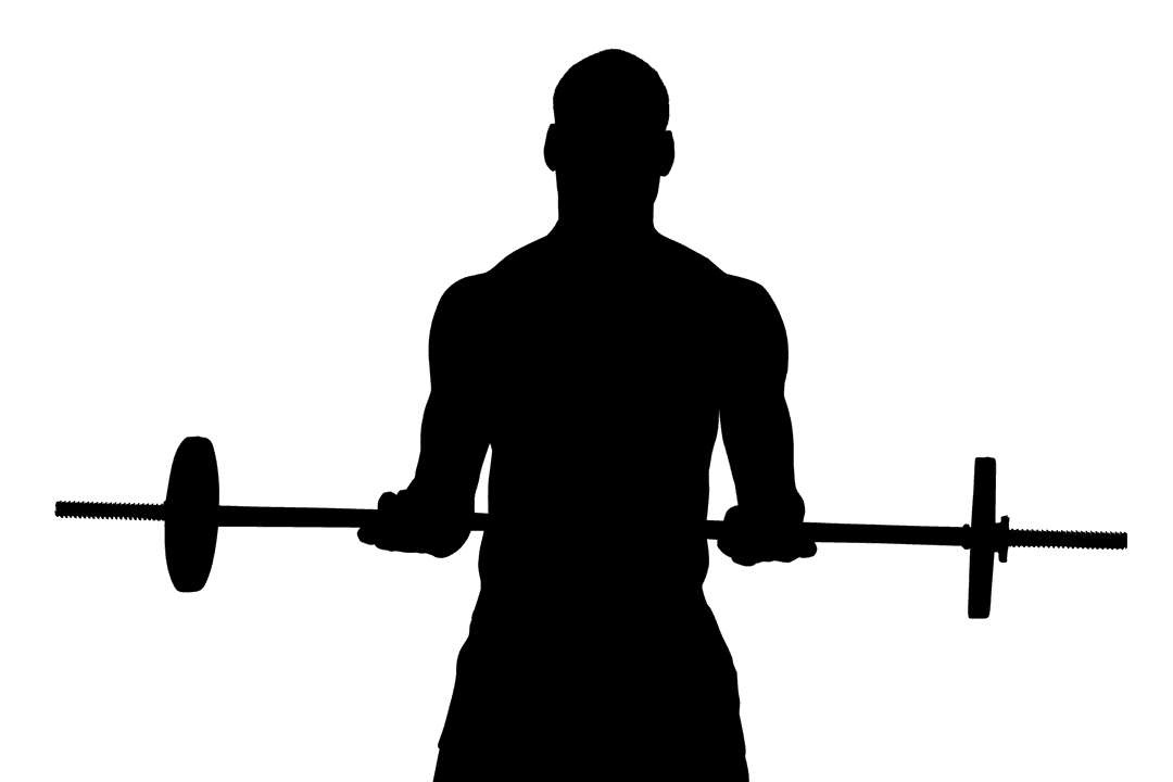 Transparent Silhouette of Man Weightlifting with Barbell