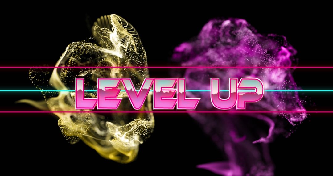 Level Up With Vibrant Abstract Colors and Futuristic Text