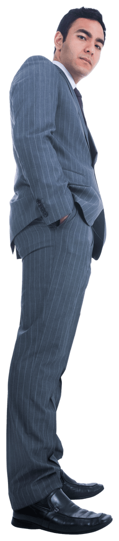 Confident Biracial Businessman in Suit on Transparent Background