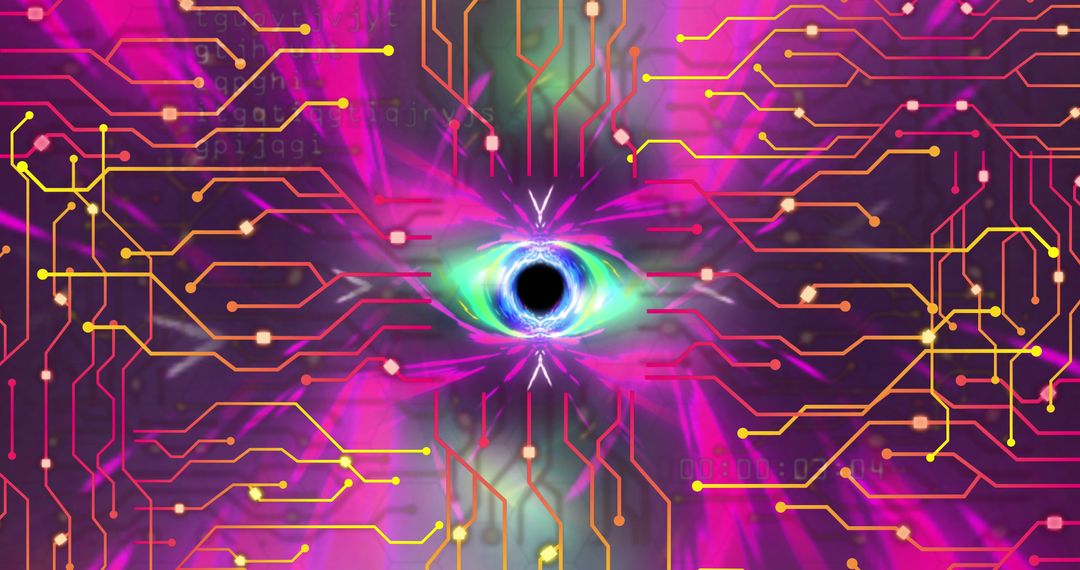 Futuristic Eye in Digital Network Interface Art