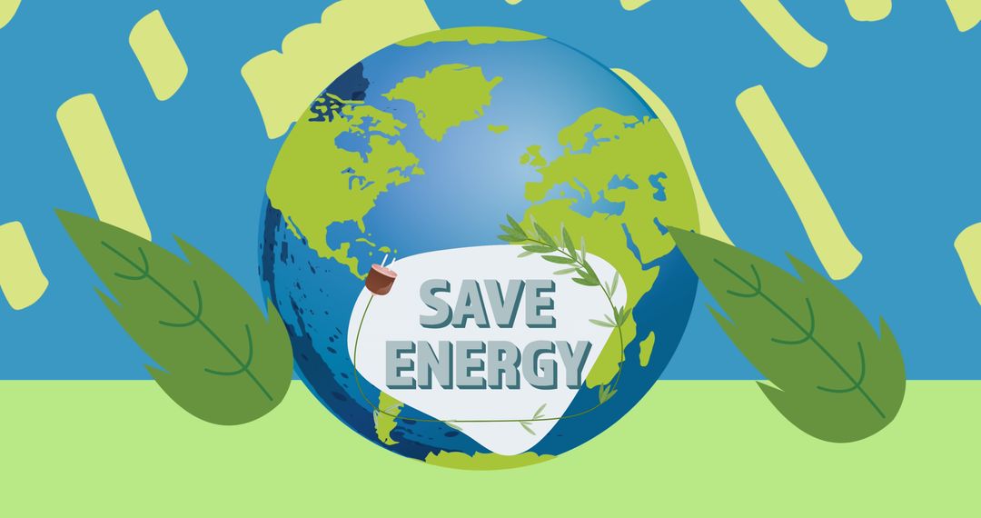 Save Energy Concept with Globe and Leaf Design