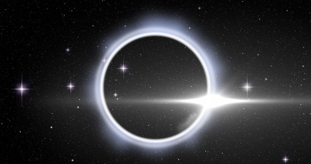 Futuristic Glowing Neon Circle with Starry Background in Space