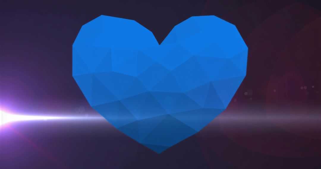 3D Low-Poly Blue Heart with Digital Light