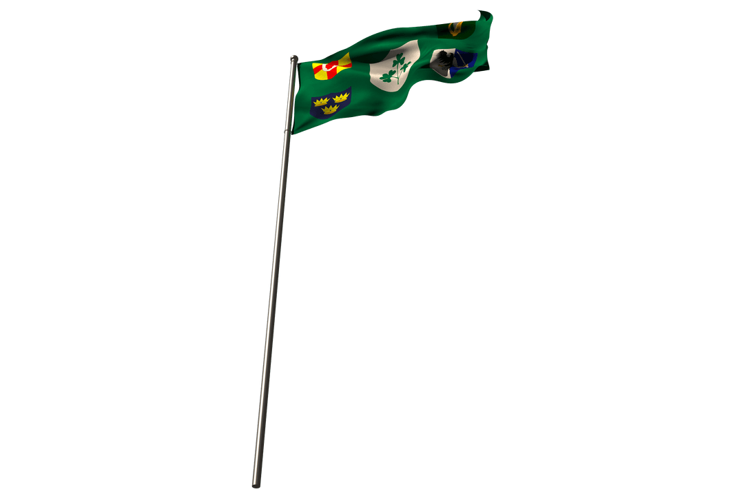 Transparent Flag Design Blowing on Flagpole Digital Art
