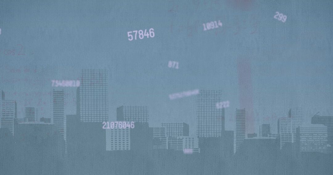 Stylized Cityscape with Financial Data Overlays