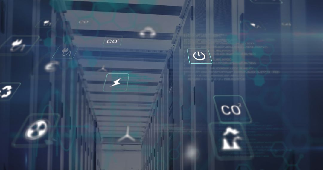 Digital Interface Over Modern Server Room for Global Business