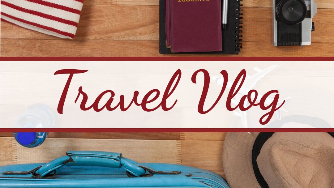 Travel Vlog Concept with Essential Items on Rustic Surface - Download Free Stock Images Pikwizard.com