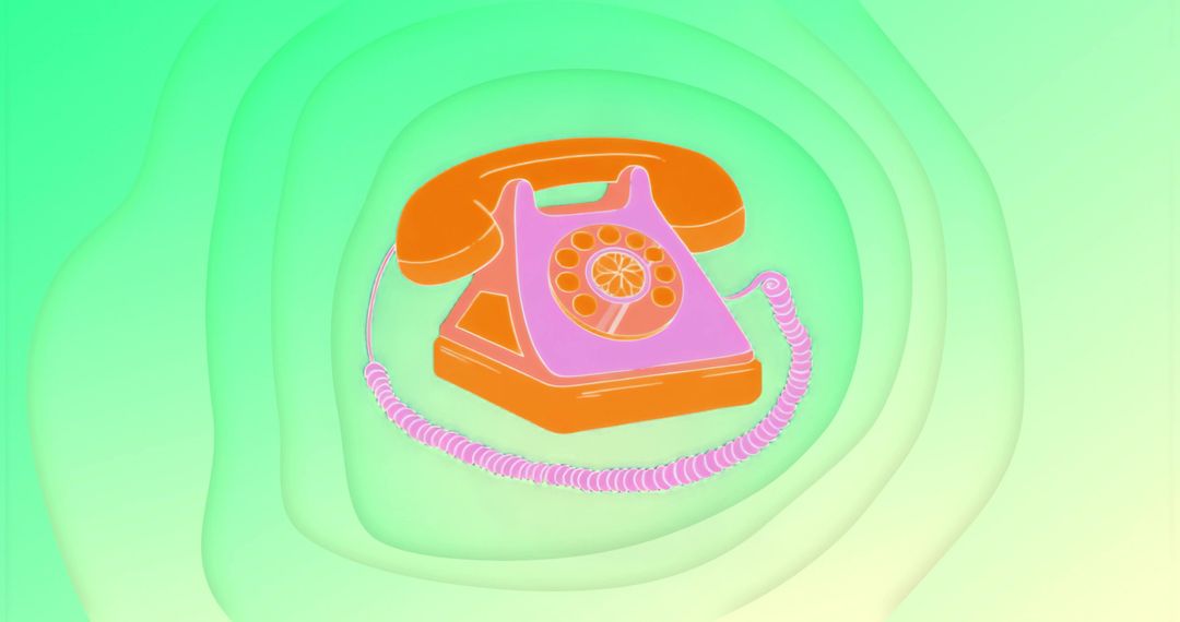 Vibrant Retro Rotary Telephone Icon Over Abstract Gradient