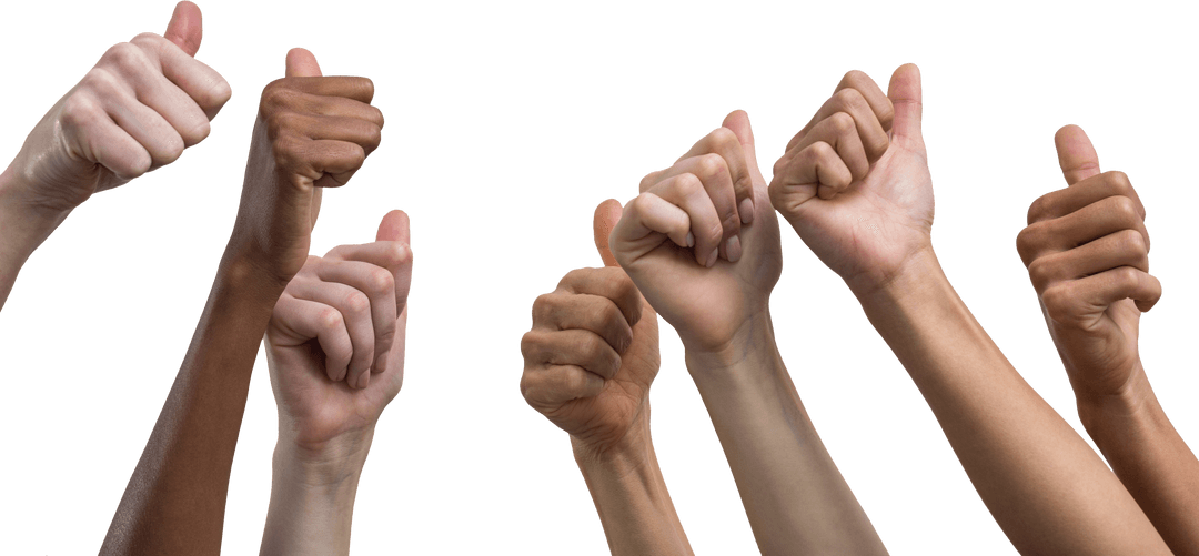 Diverse Women's Thumbs Celebrating Unity Transparent Background