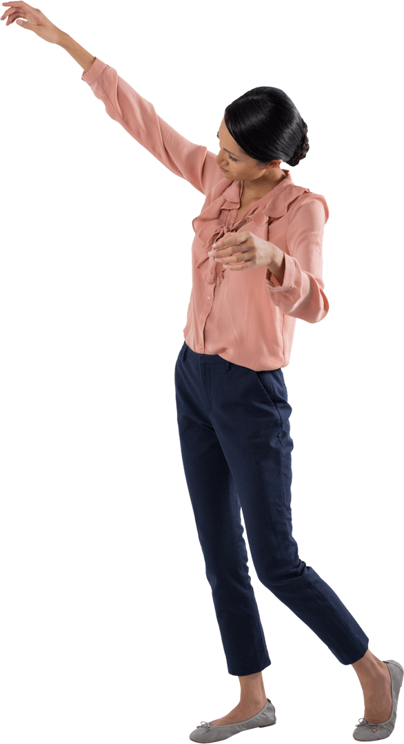 Transparent Successful Woman Executive Gesturing Inspiration