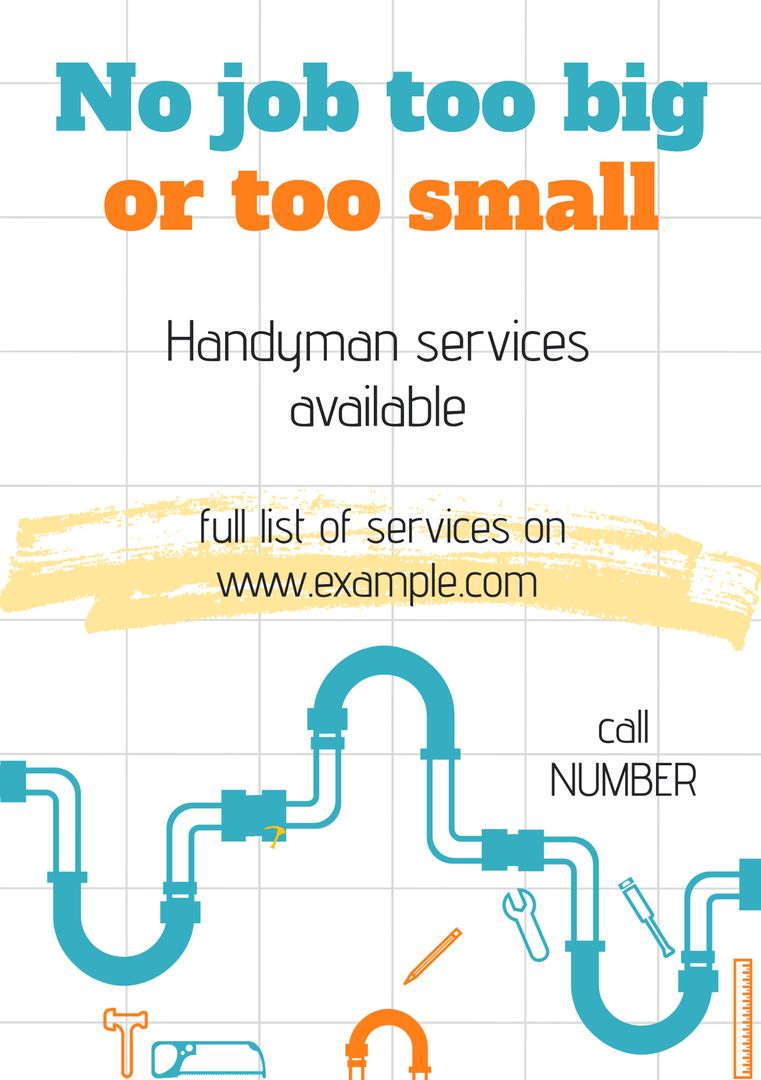 Handyman Services Advert with Tools and Pipes Design - Download Free Stock Templates Pikwizard.com