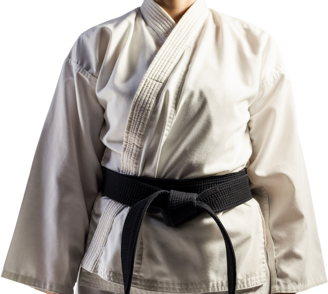 Transparent Background Young Karate Athlete in Kimono with Black Belt - Download Free Stock Images Pikwizard.com