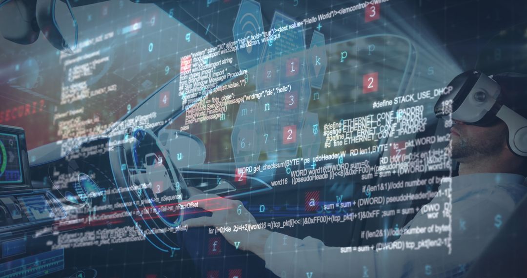 Future Technology: Man in VR Headset Using Autonomous Vehicle