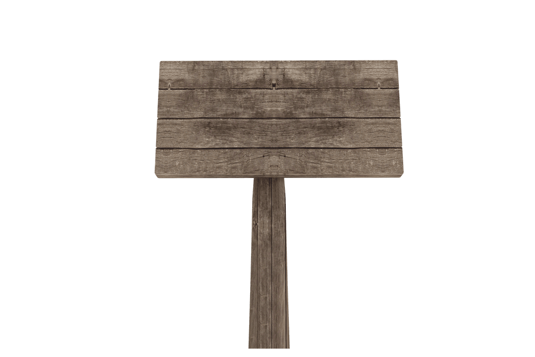 Rustic Wooden Sign on Transparent Background with Copy Space