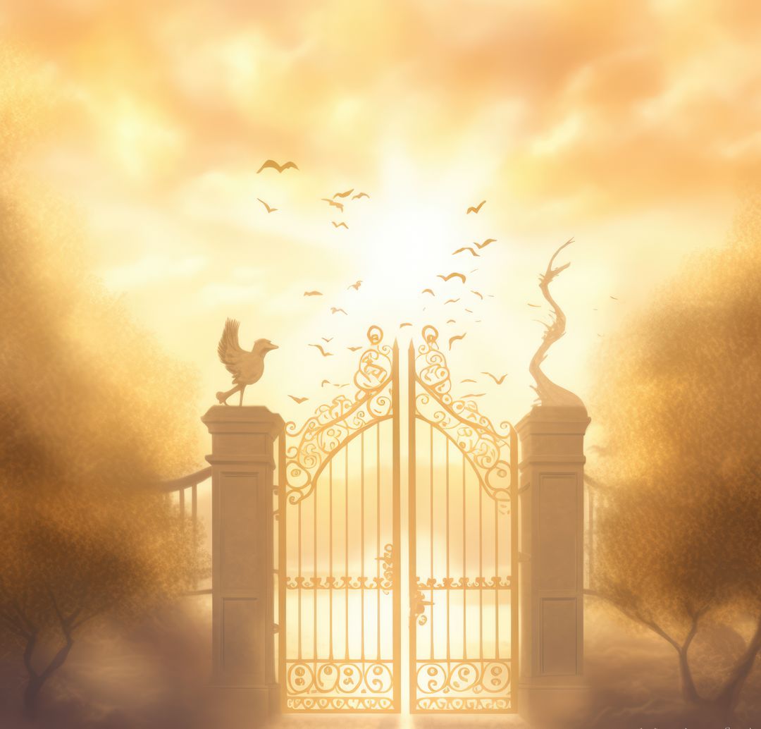 Gates of heaven with clouds and birds, created using generative ai technology - Free Images, Stock Photos and Pictures on Pikwizard.com