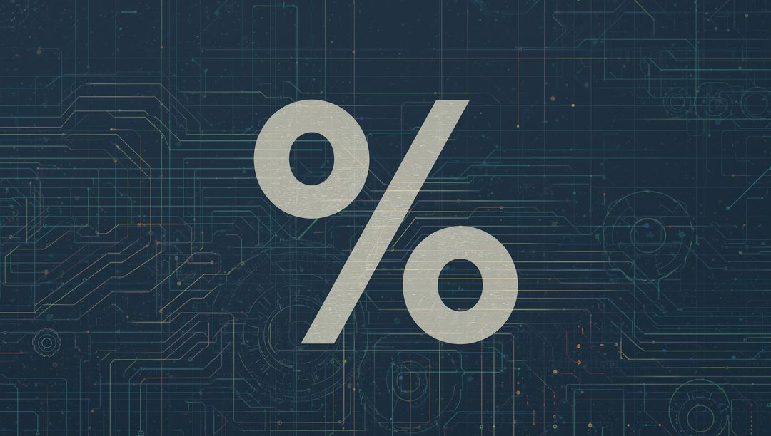 Futuristic Circuit Board with Bold Percent Symbol