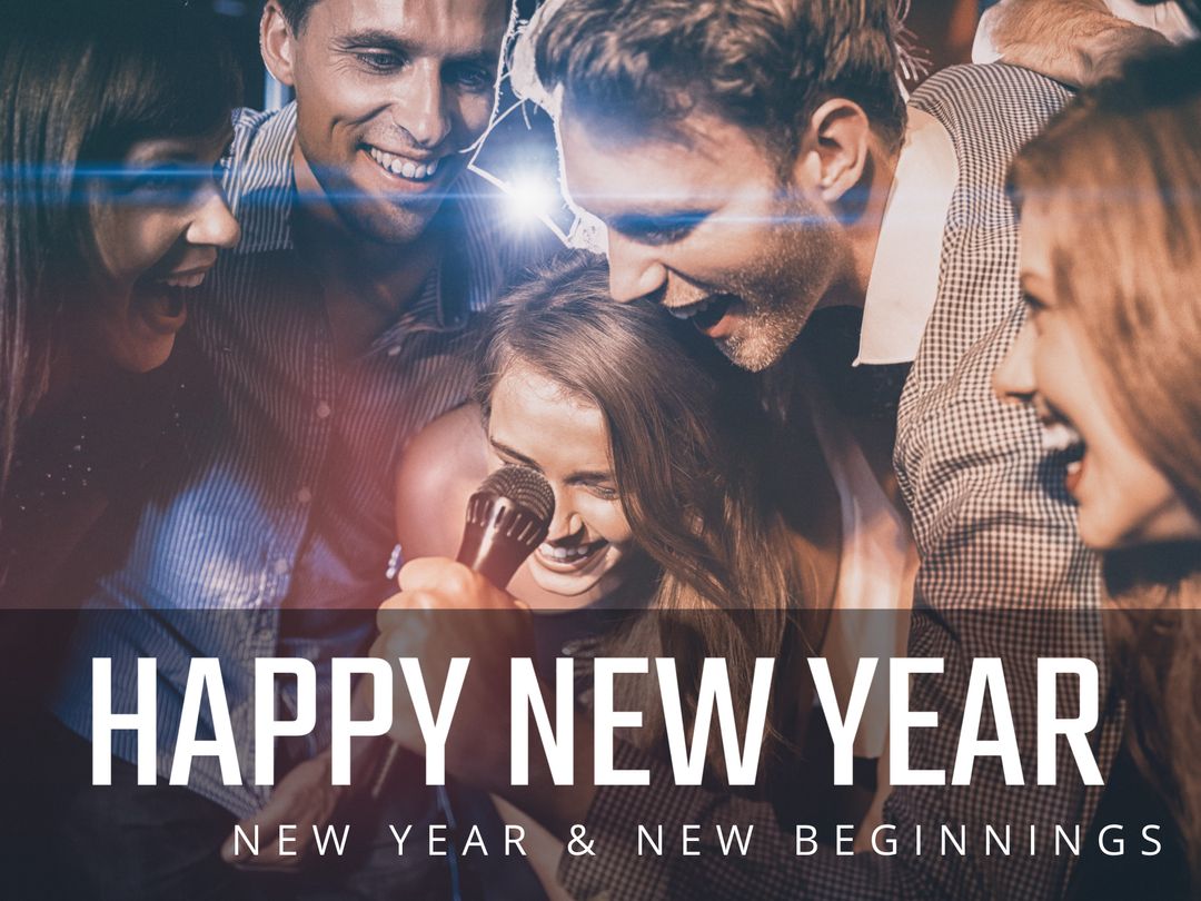 Group Singing and Celebrating New Year Together