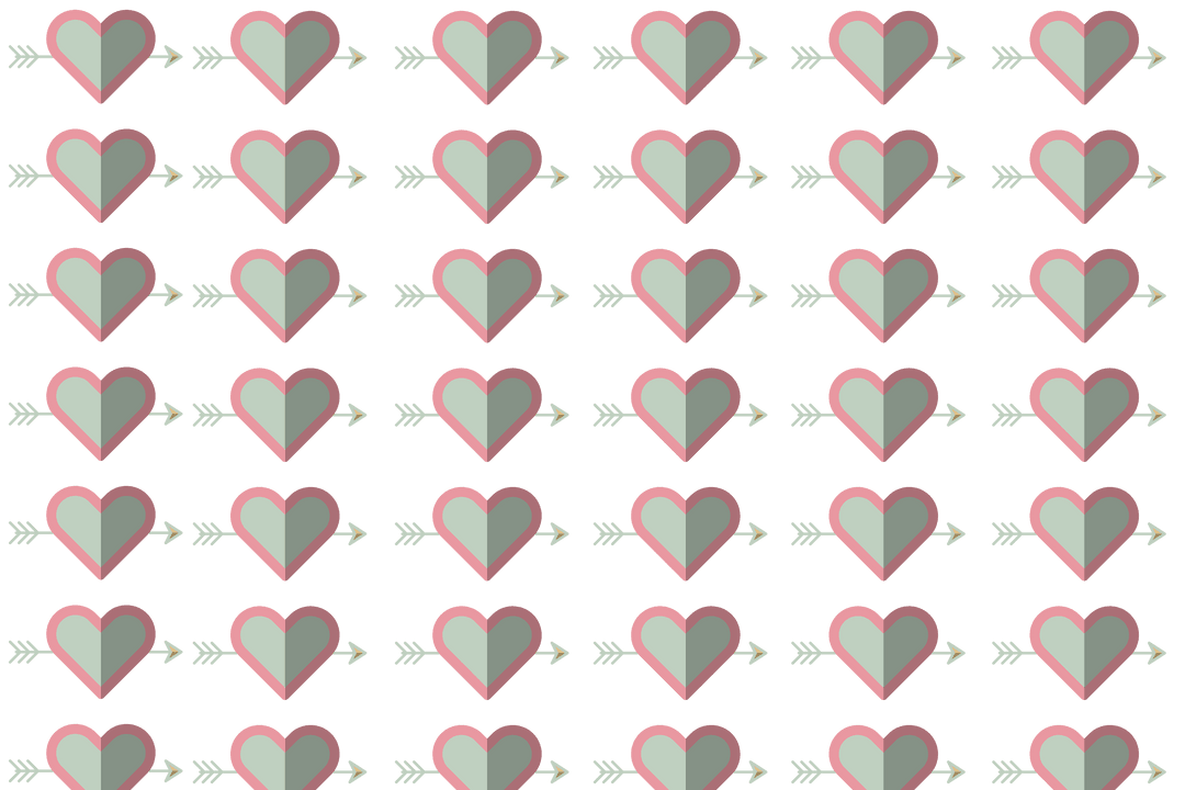 Transparent Valentine Heart and Arrow Pattern Vector Art