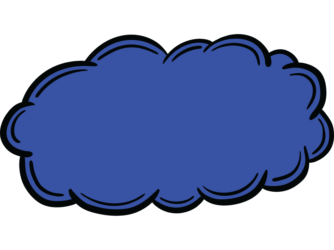 Blue Cartoon Cloud Illustration on Transparent Background