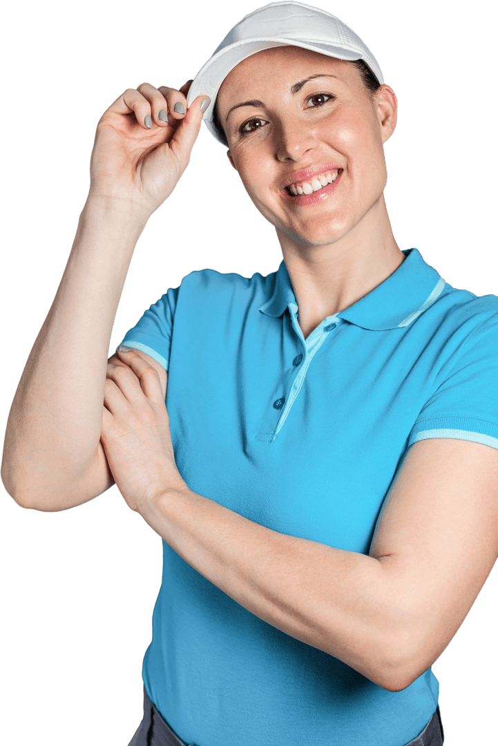 Smiling Female Golfer on Transparent Background