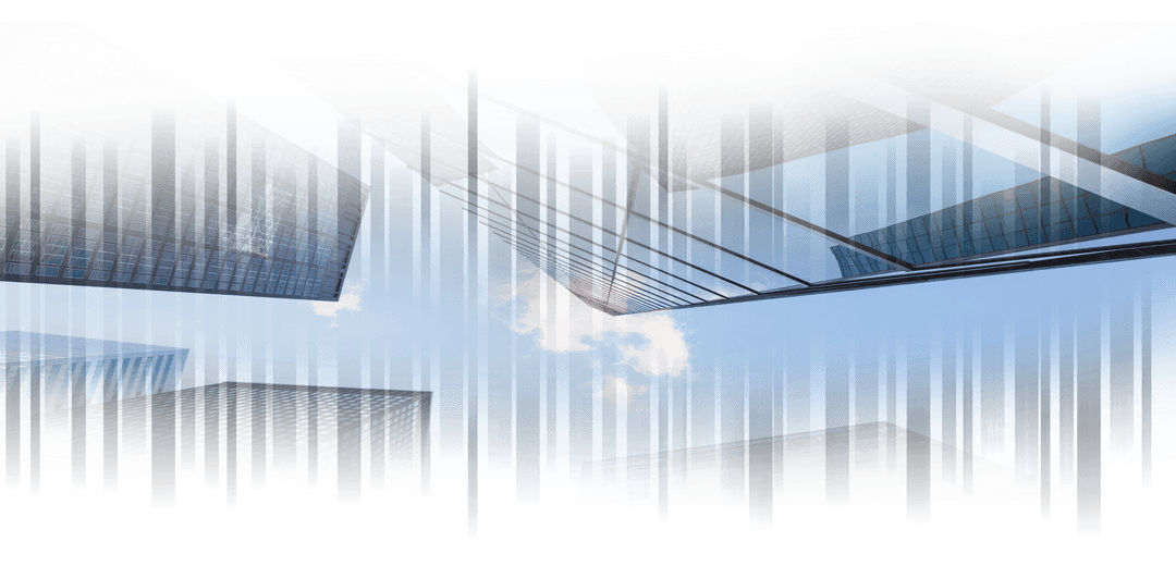 Transparent Modern Skyscraper Skyline with Reflection Effect