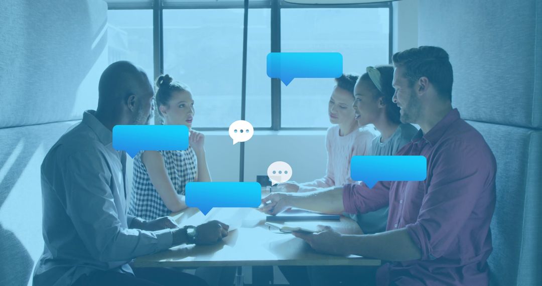 Diverse Team Collaborating on Digital Project at Modern Workspace