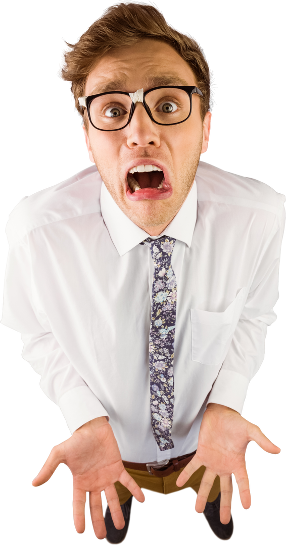 Geeky Businessman Transparent Gesturing in Shock - Download Free Stock Images Pikwizard.com