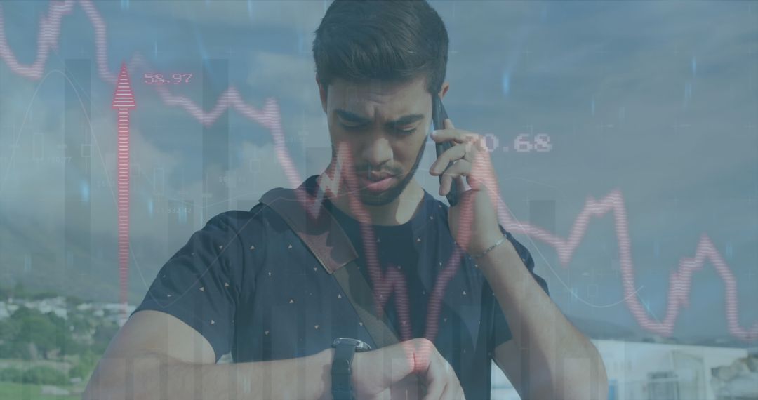 Man on Smartphone Analyzing Digital Financial Data