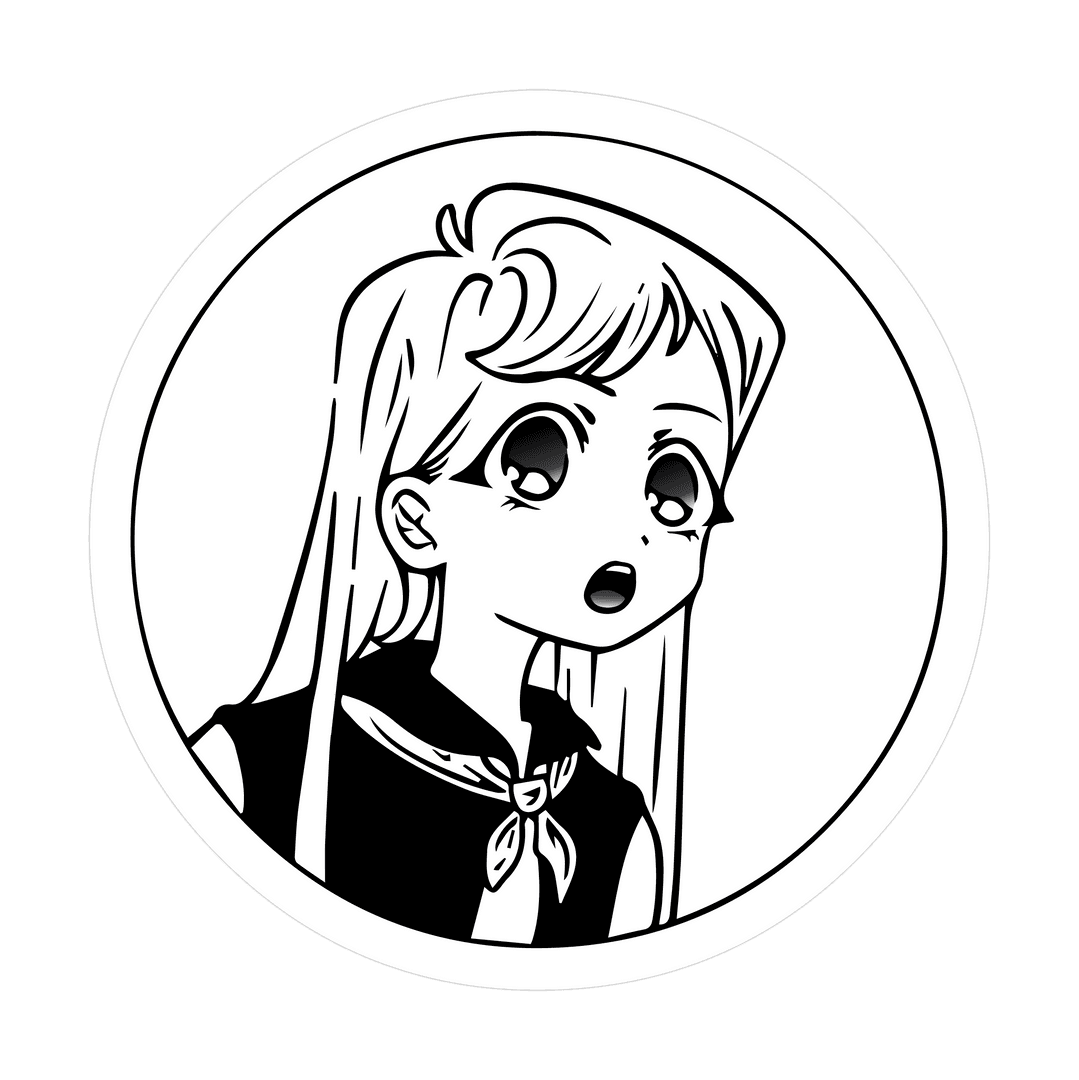 Transparent Anime Girl In Sailor Uniform Gazing Upward Monochrome Art