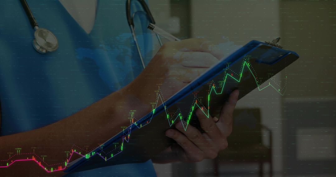 Healthcare Analytics Concept: Clinician with Data Visualization