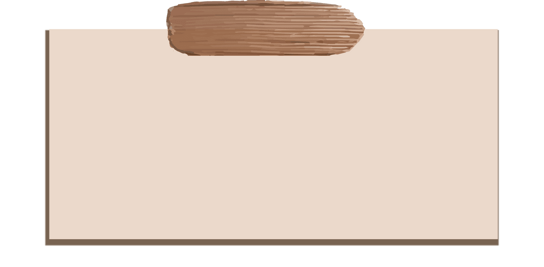 Blank Note Card with Brown Tape on Transparent Background